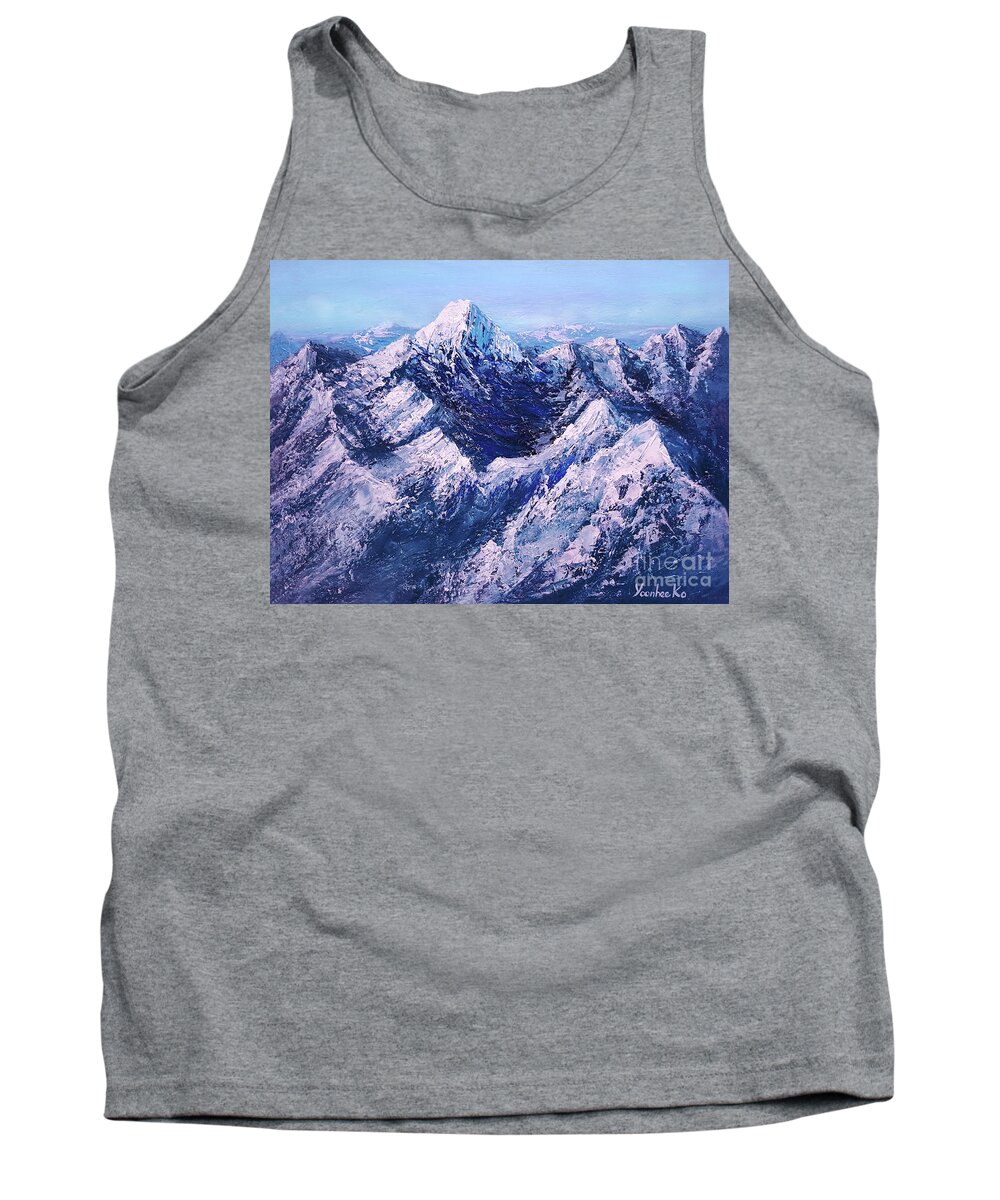 Landscape Tank Top featuring the photograph Textured Mountain Painting for Dad by Yoonhee Ko