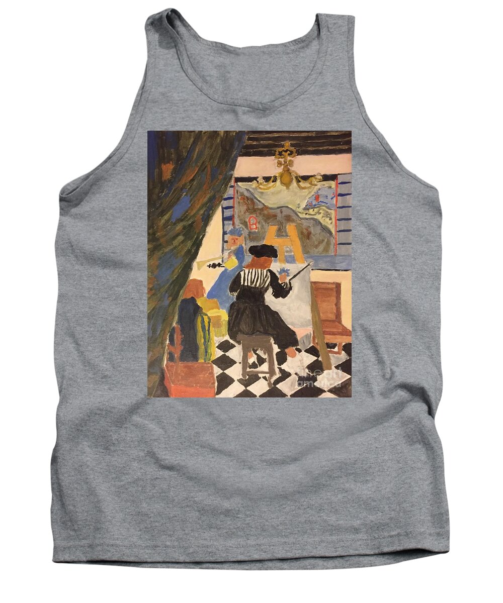 Reproduction Tank Top featuring the painting The Artist In His Studio by Aisha Isabelle