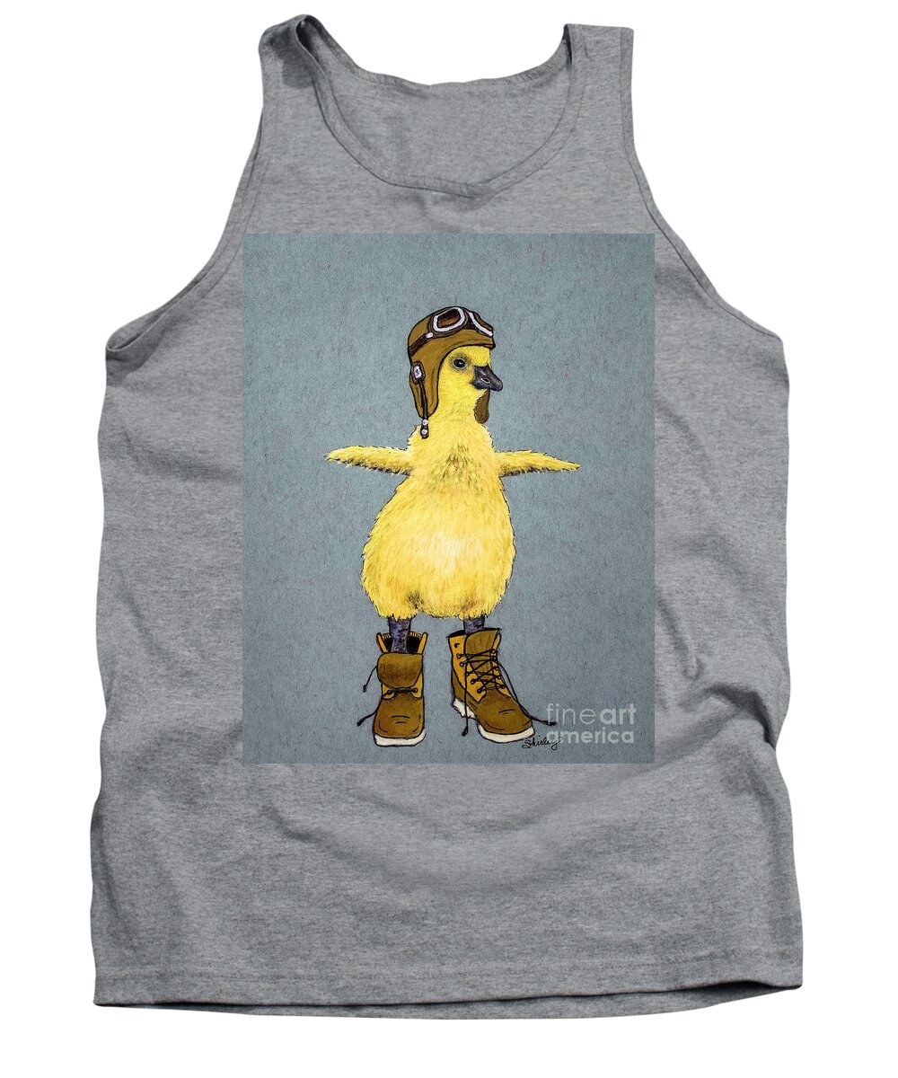 Duckling Tank Top featuring the mixed media The Aviator by Shirley Dutchkowski