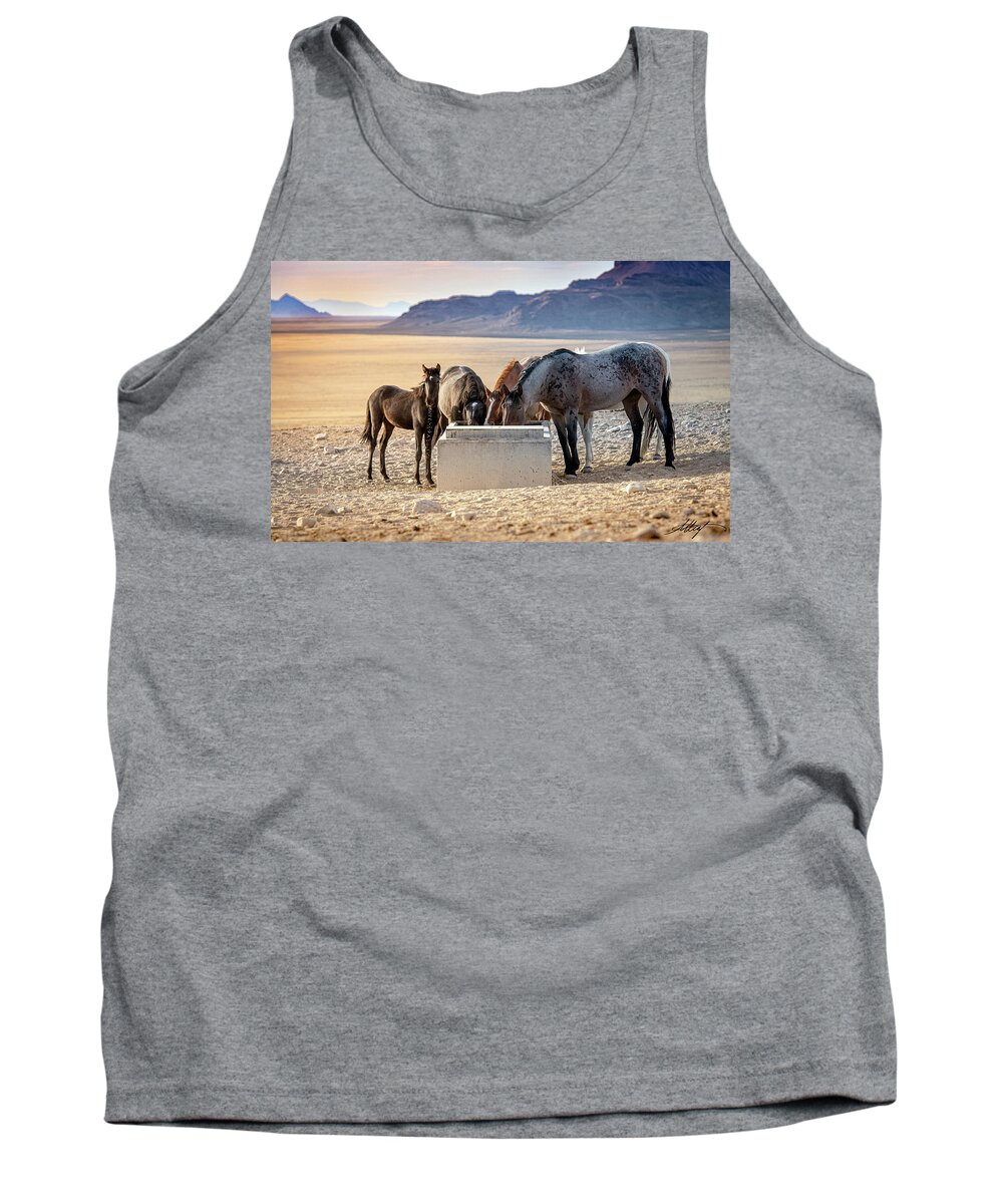 Meg Leaf Tank Top featuring the photograph The Curious, Dribbling Foal by Meg Leaf