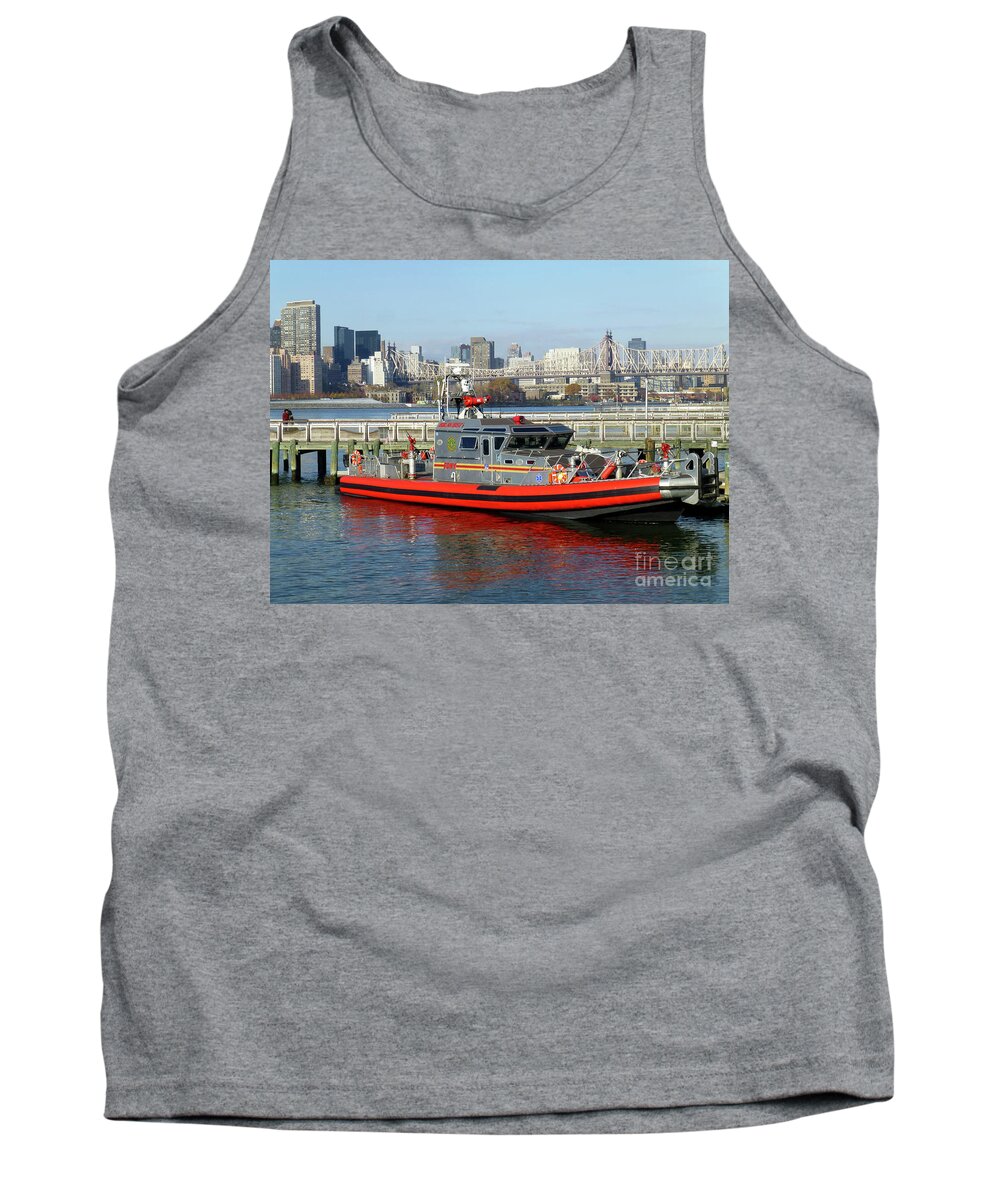 Fdny Tank Top featuring the photograph The Fireboat the Bravest by Steven Spak