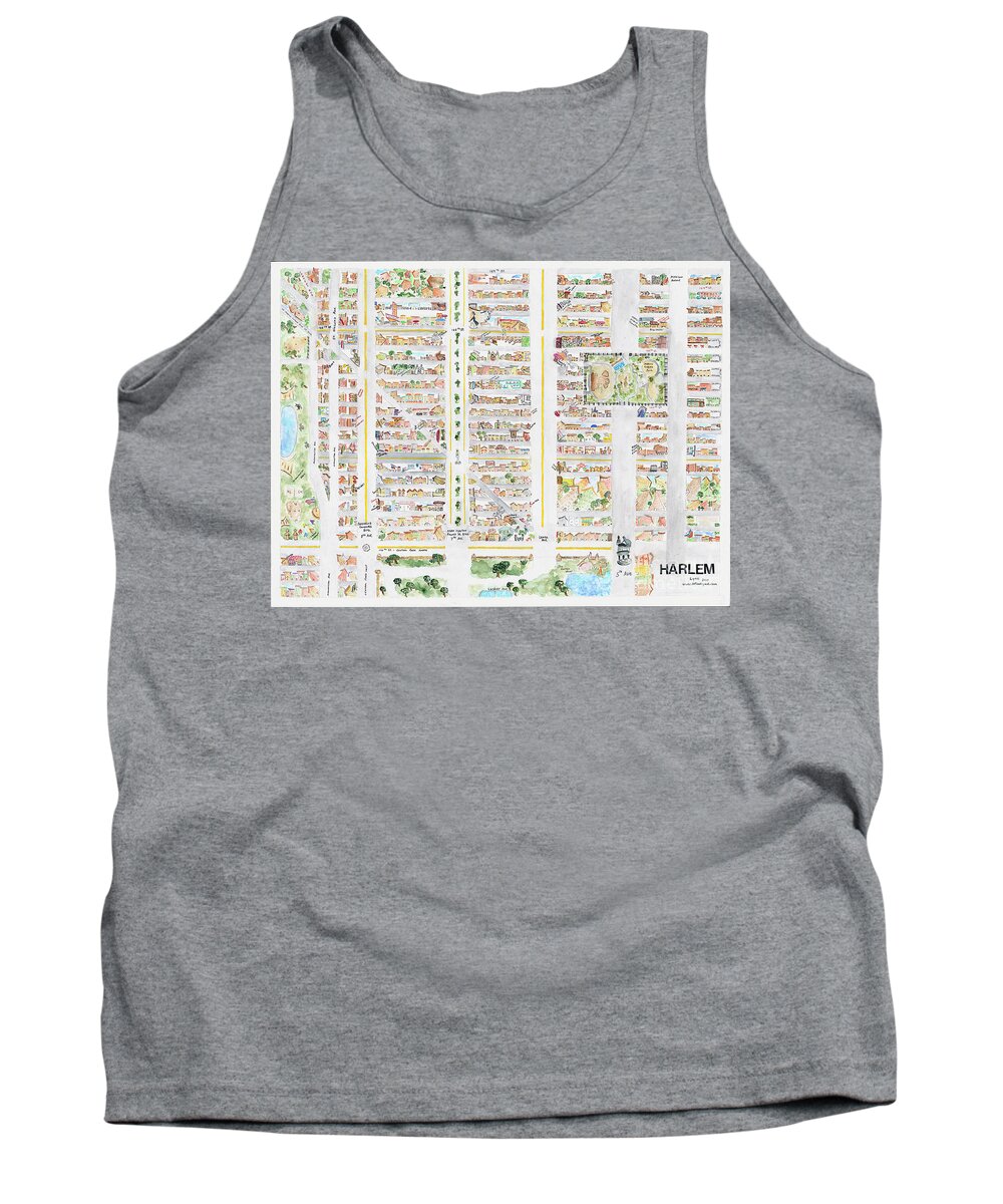 Map Of Harlem Tank Top featuring the painting The Harlem Map by AFineLyne