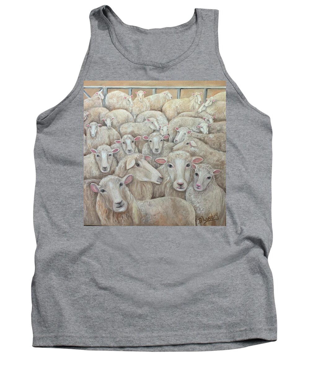Oil Tank Top featuring the painting The Herd by Barbara Landry