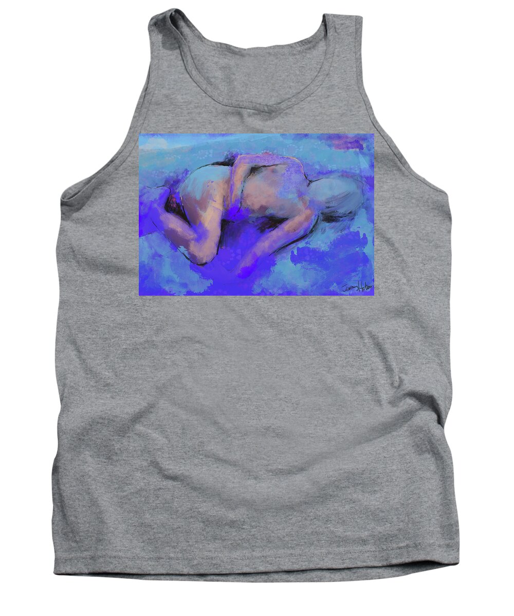 1subject Tank Top featuring the digital art The hidden face of a whistful nude by Jeremy Holton