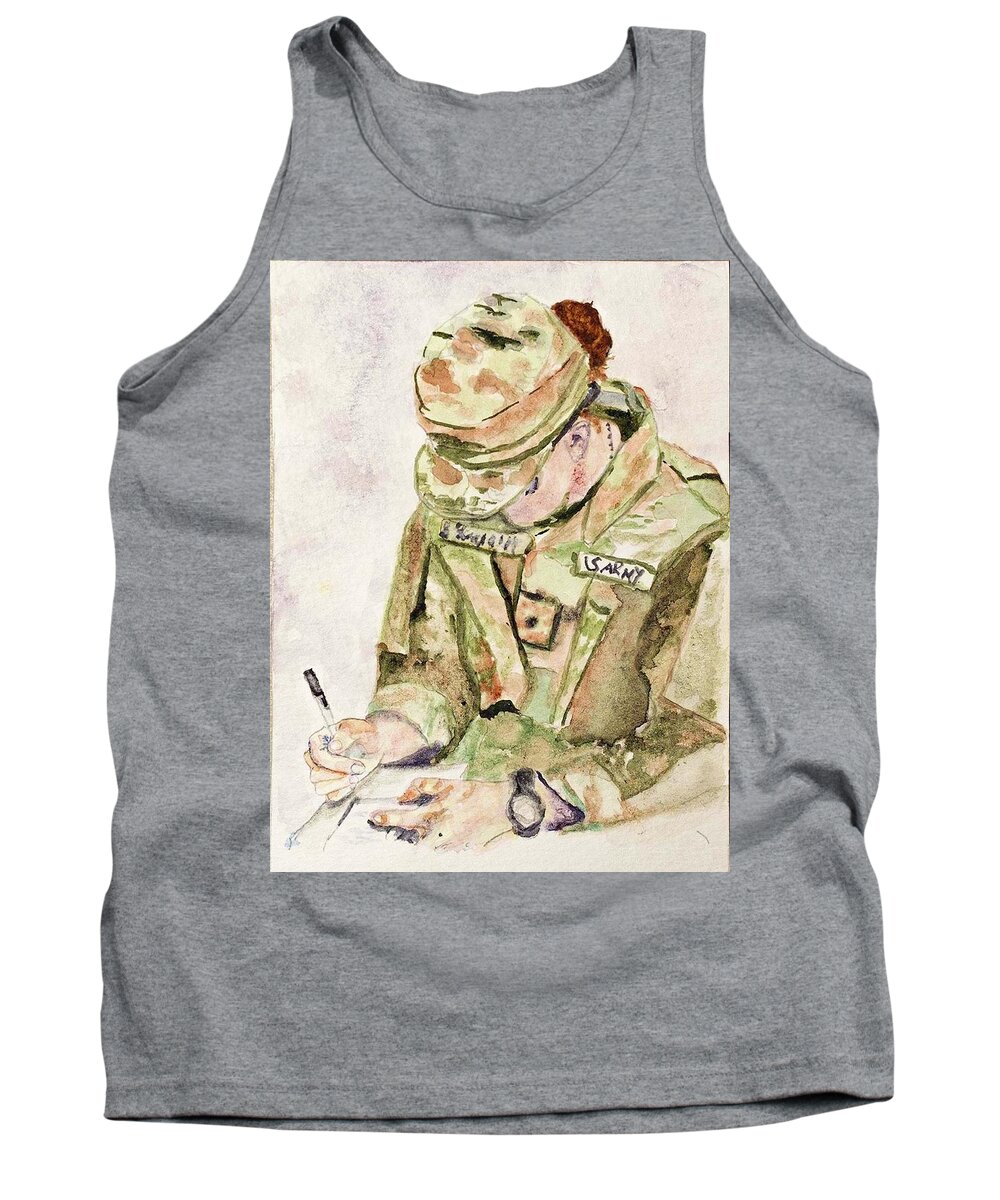 Soldier Tank Top featuring the painting The Letter by Barbara F Johnson