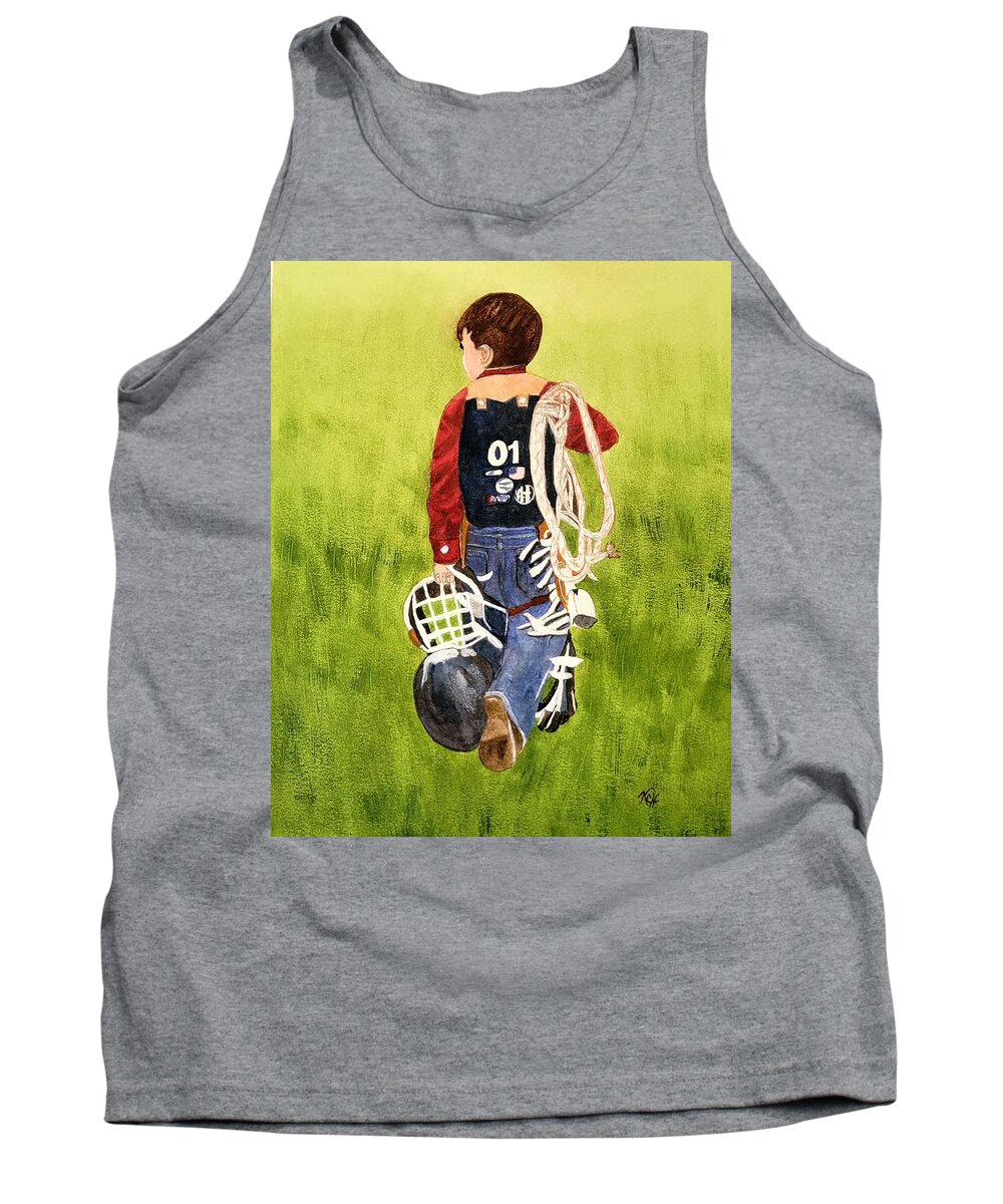 Cowboy Tank Top featuring the painting The Little Cowboy by Shady Lane Studios-Karen Howard