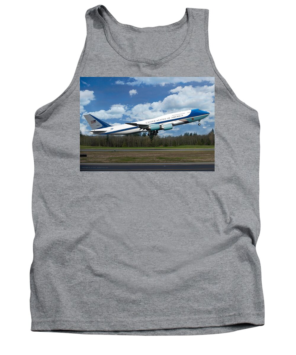 Air Force One Tank Top featuring the digital art The New VC-25 Air Force One by Custom Aviation Art