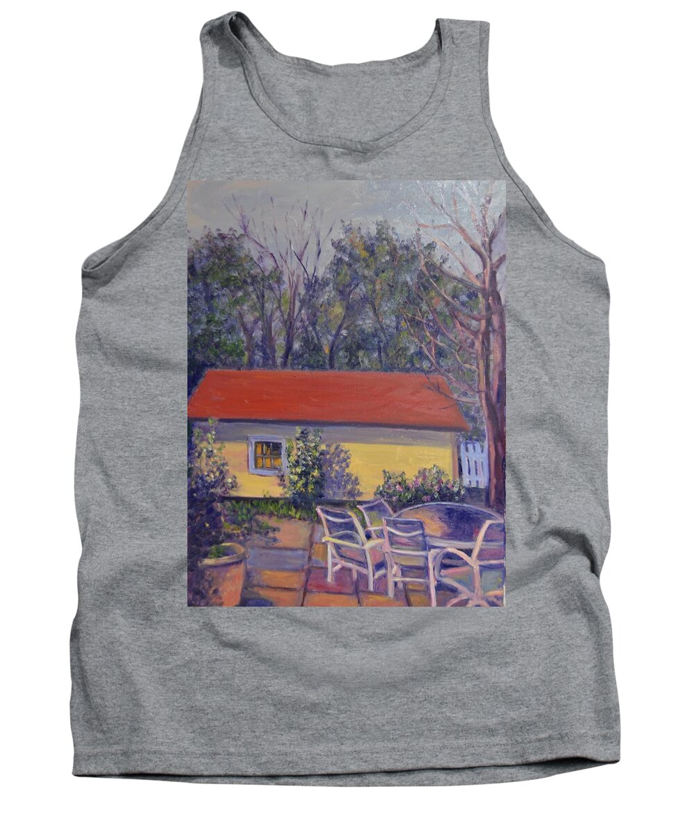 Patio Tank Top featuring the painting The Patio by Beth Riso