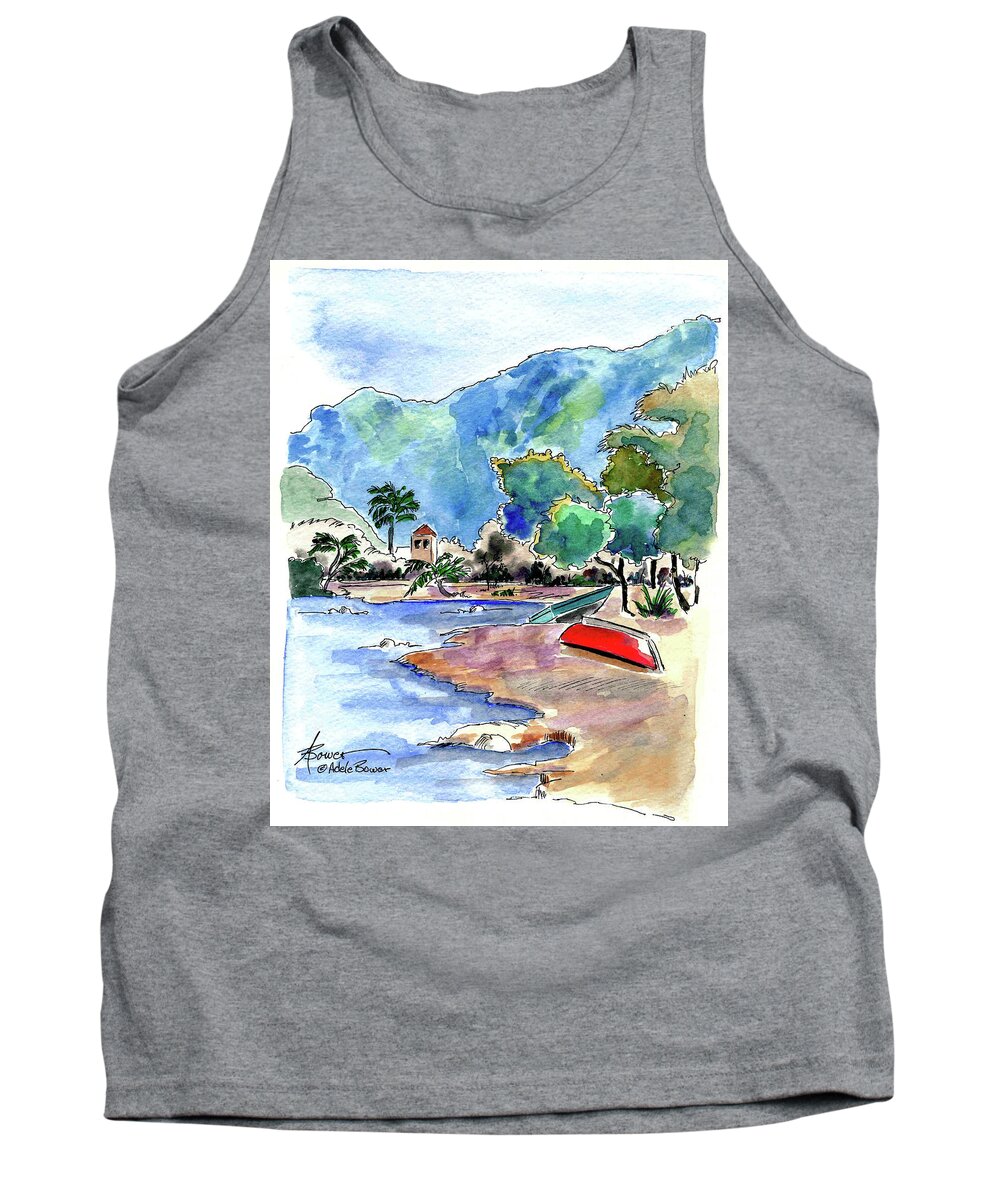 Boats Tank Top featuring the painting The Peloponnese by Adele Bower