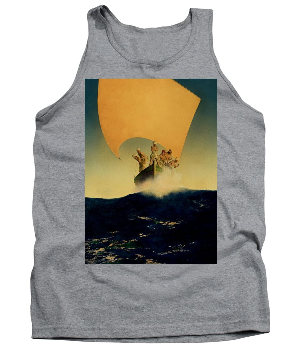 “maxfield Parrish” Tank Top featuring the digital art The Pirate Ship by Patricia Keith