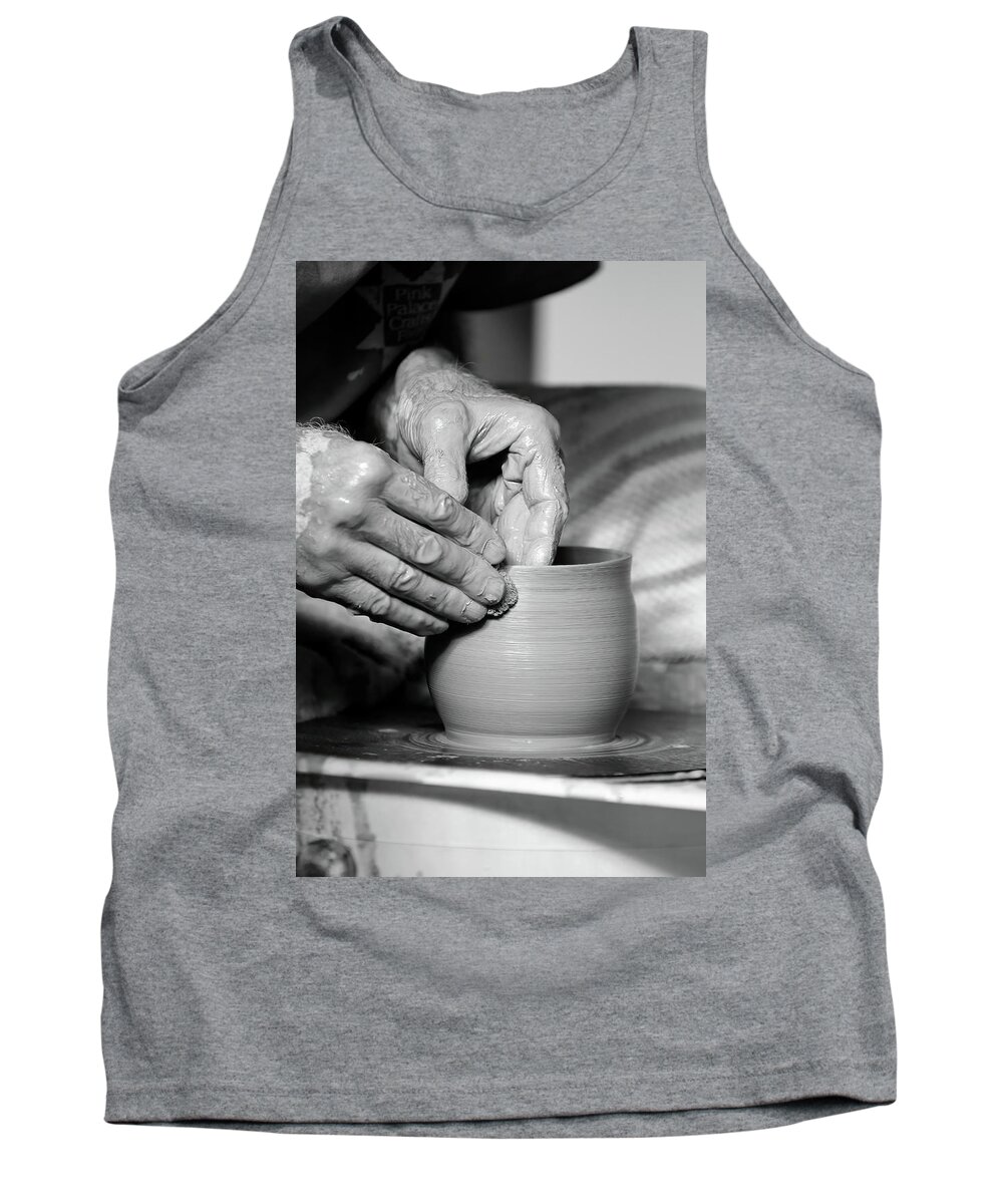 Ceramic Tank Top featuring the photograph The Potter's Hands bw by Lens Art Photography By Larry Trager