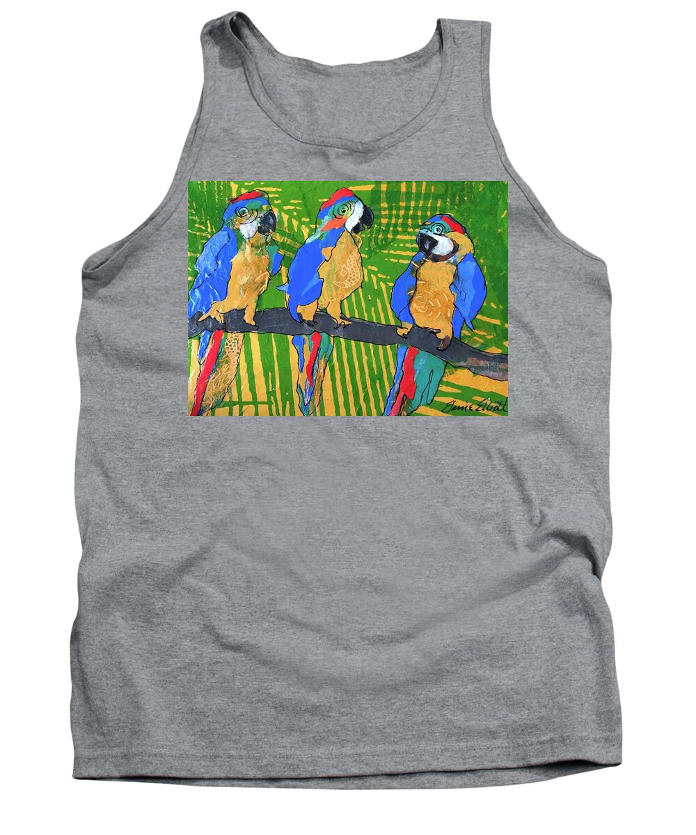 Parrot Painting Tank Top featuring the painting The Red Berets by Elaine Elliott