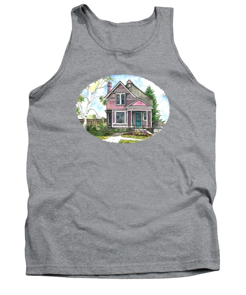 Vintage House Tank Top featuring the painting The Violet Lady in Spring by Shelley Wallace Ylst
