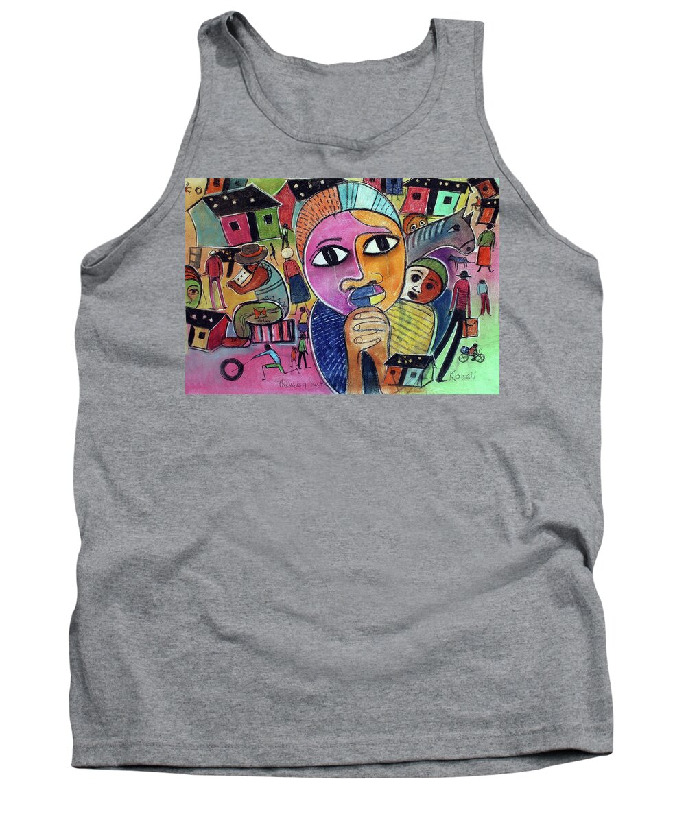African Art Tank Top featuring the painting Thembisa by Eli Kobeli 1932-1999
