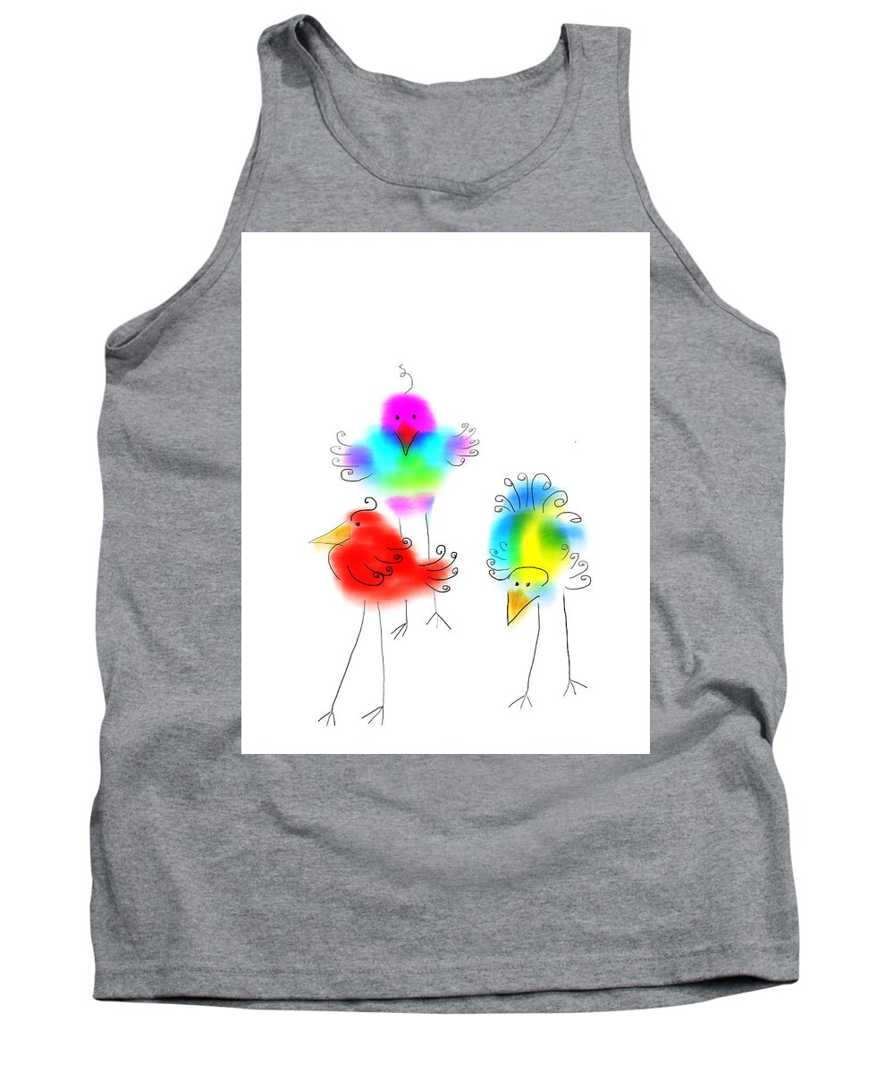 Birds Tank Top featuring the digital art Three Birds by Cynthia Westbrook