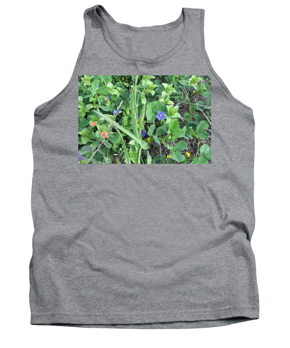 Flowers Leaves. Grass Tank Top featuring the photograph Tiny Texas Wildflowers by Tambra Nicole Kendall