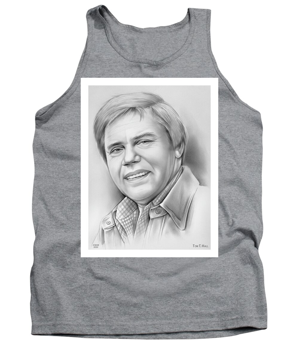 Thomas T. Hall Tank Top featuring the drawing Tom T. Hall - pencil by Greg Joens