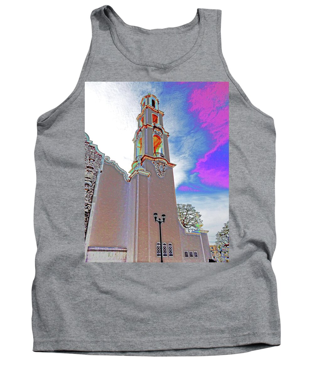 Church Tank Top featuring the photograph Tower and Sky by Andrew Lawrence