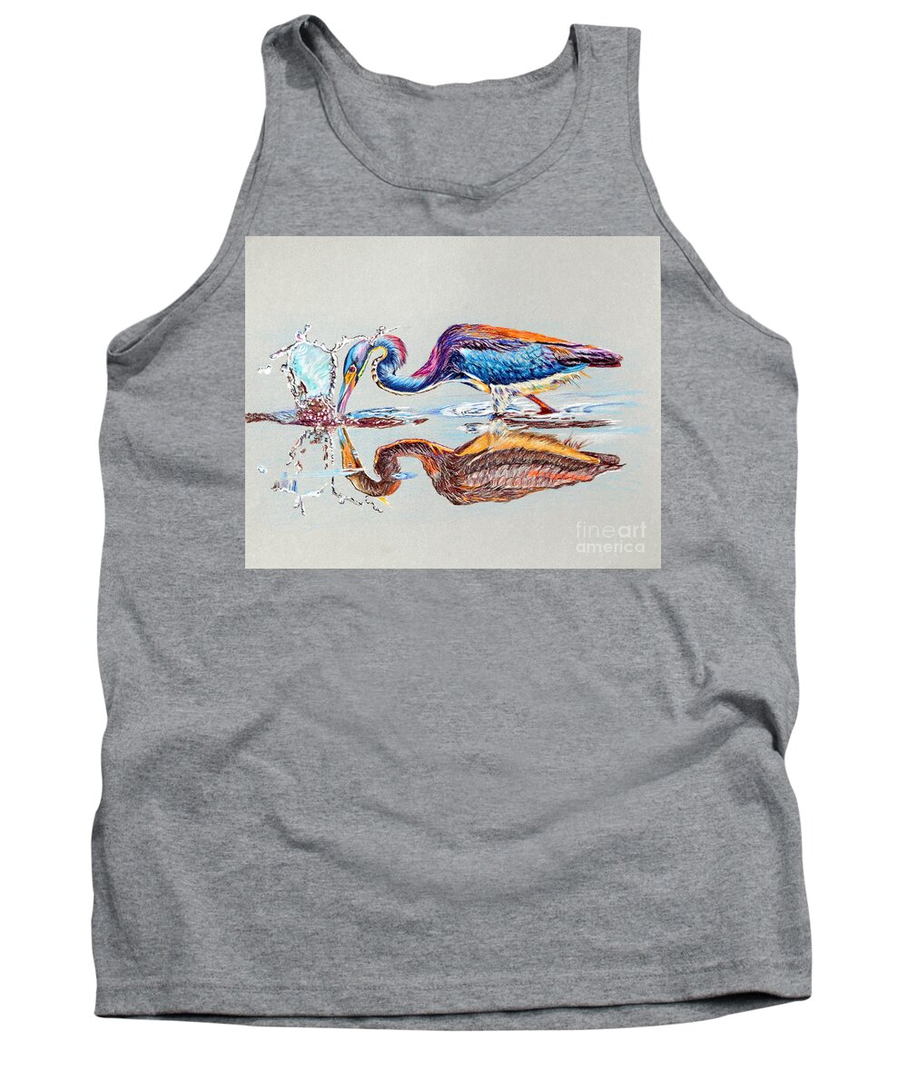 Heron Tank Top featuring the painting Tri-Colored Heron by Maria Barry
