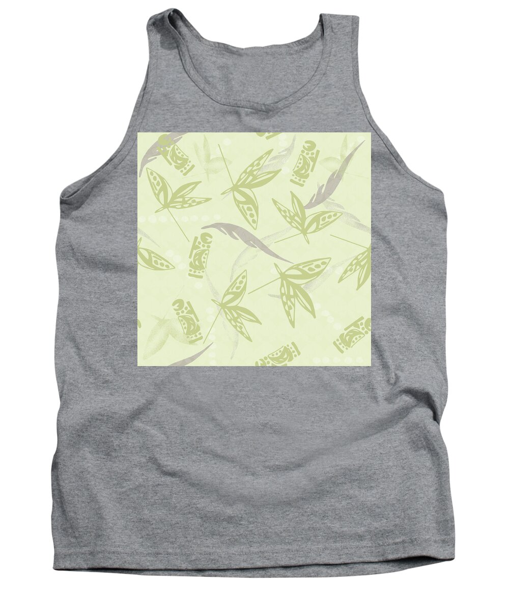 Tribal Tank Top featuring the digital art Tribal Leaves, Drums, and Feathers Pattern by Sand And Chi