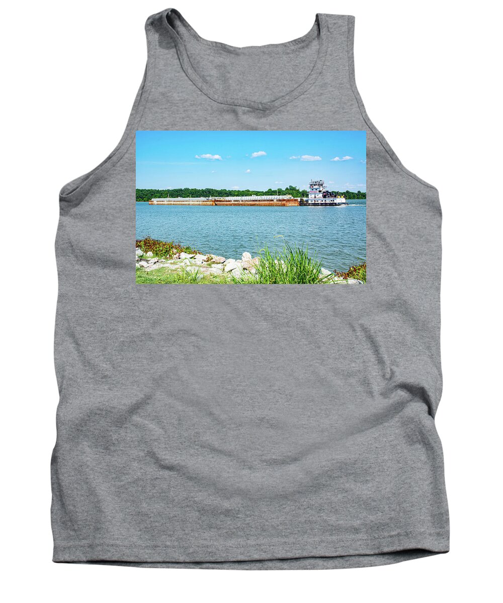 Tugboat Tank Top featuring the photograph Tugin Along by Linda Segerson