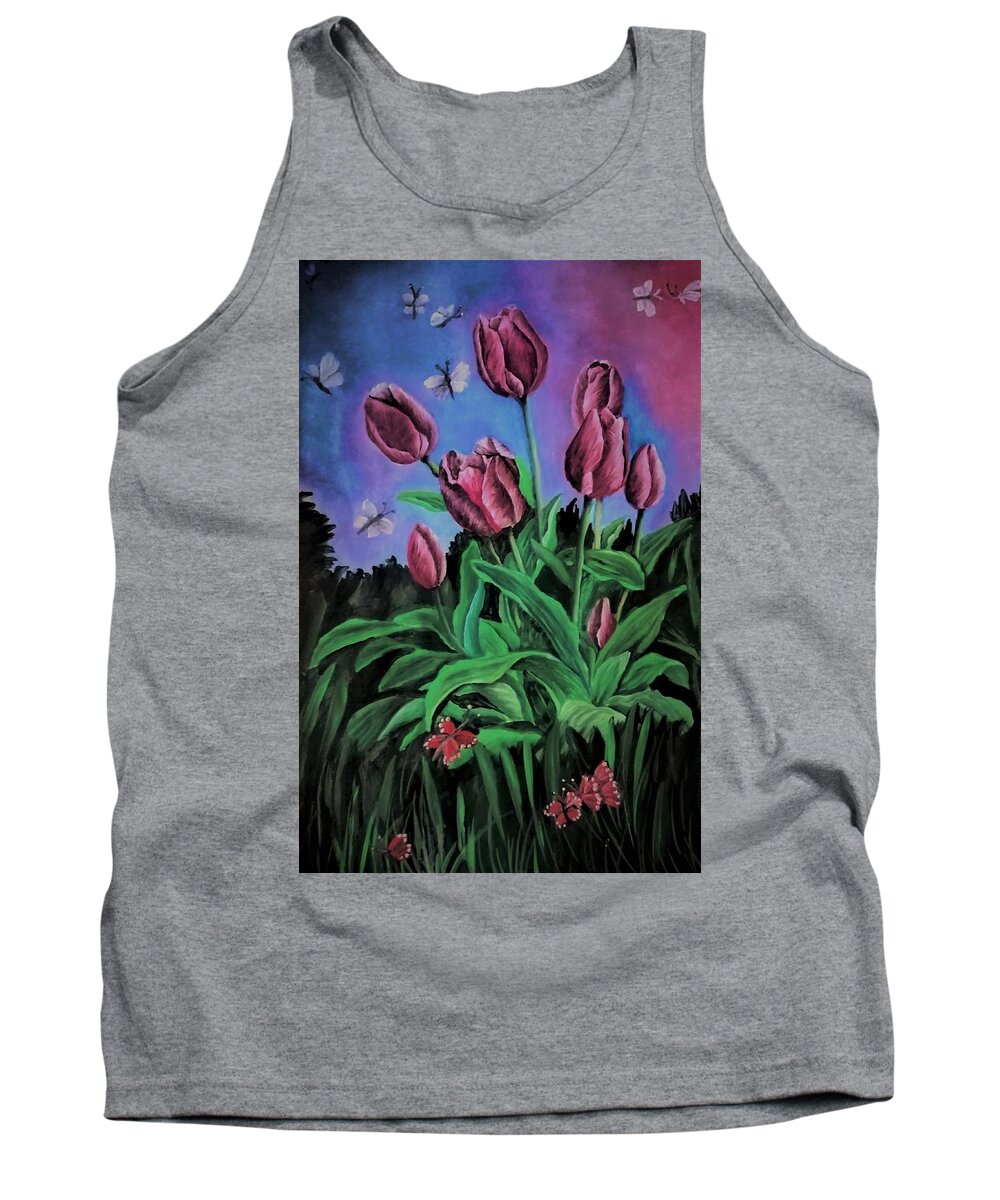 Tulips Tank Top featuring the painting Tulips ,a springtime delight by Tara Krishna