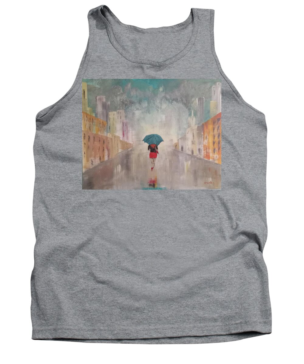 Original Tank Top featuring the painting Turquoise Umbrella by Kevin Oneal