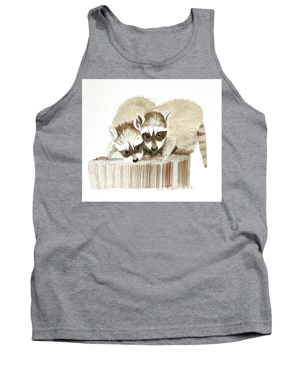 Racoon Tank Top featuring the painting Twins by Dominique Bachelet