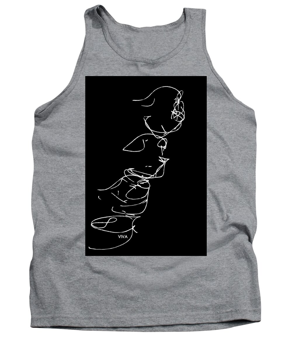 Abstract B-w Tank Top featuring the painting Uther Dancing in Moonlight by VIVA Anderson