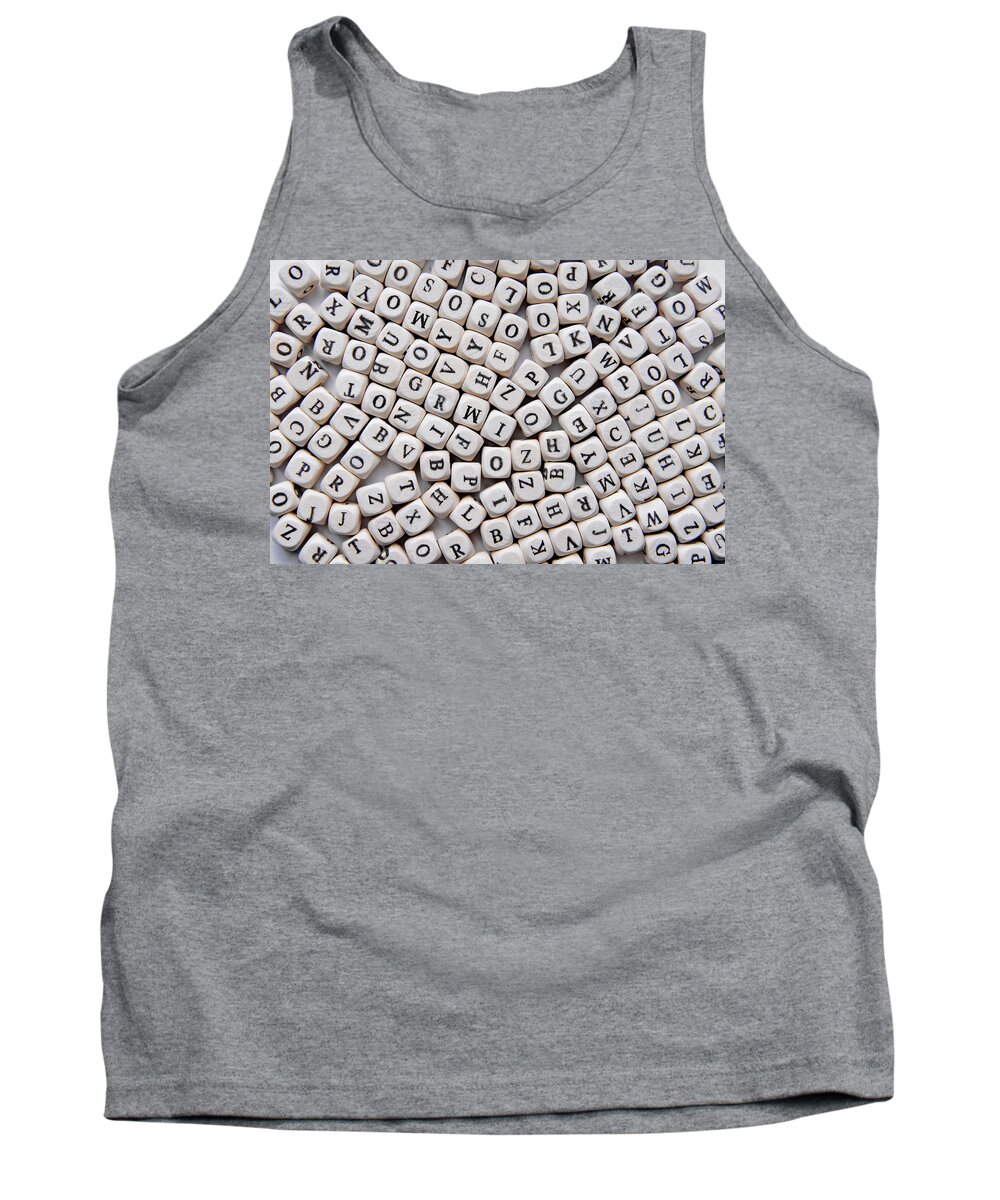 Different Tank Top featuring the photograph Various Letters Background by Severija Kirilovaite