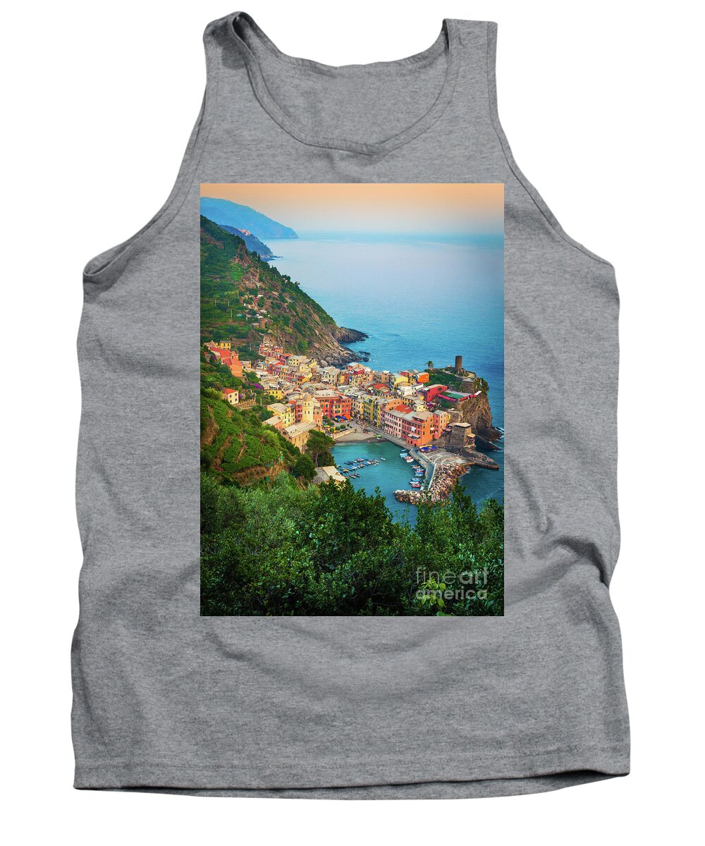 Cinque Terre Tank Top featuring the photograph Vernazza from above by Inge Johnsson