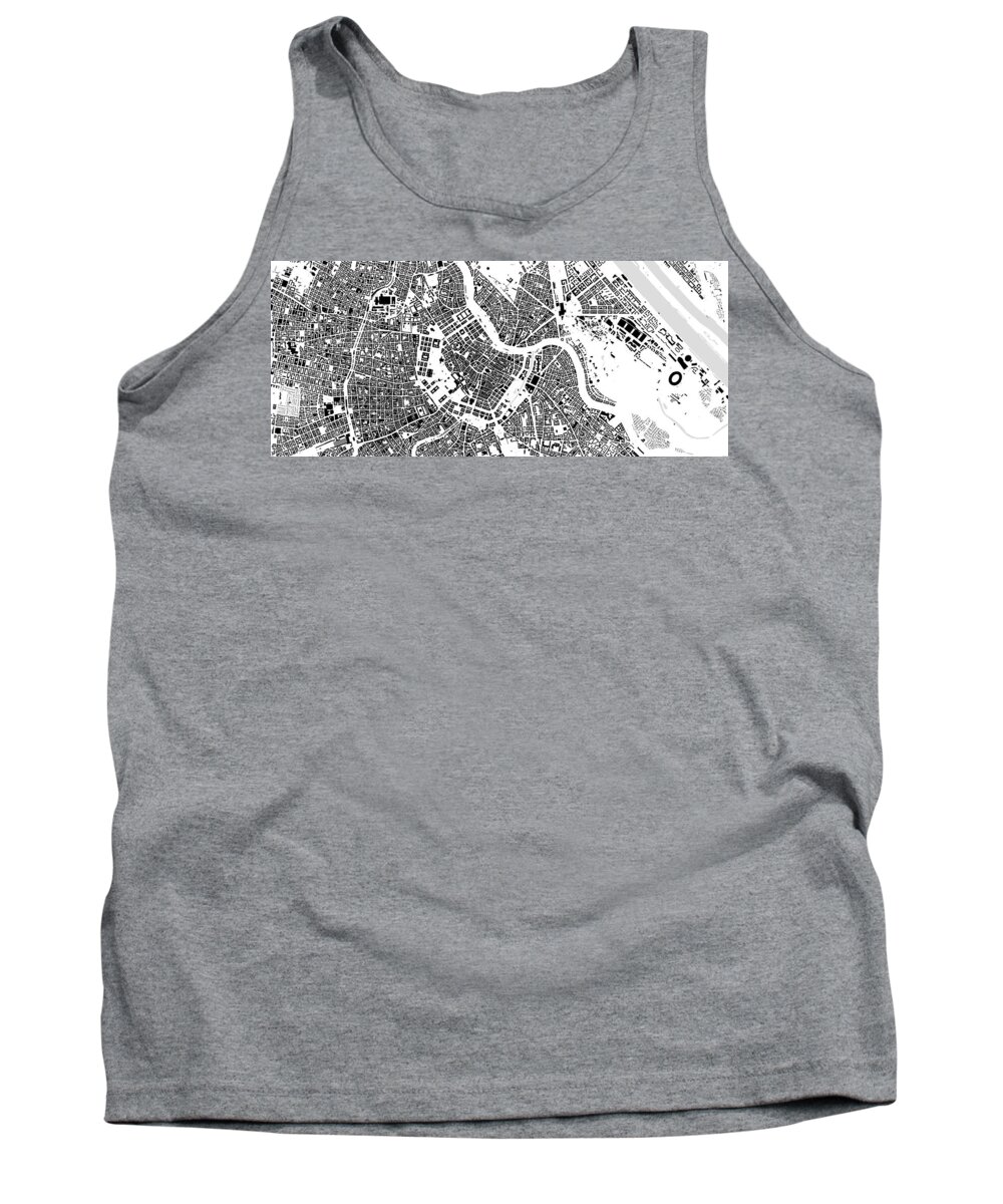 City Tank Top featuring the digital art Vienna black and white building city map by Christian Pauschert