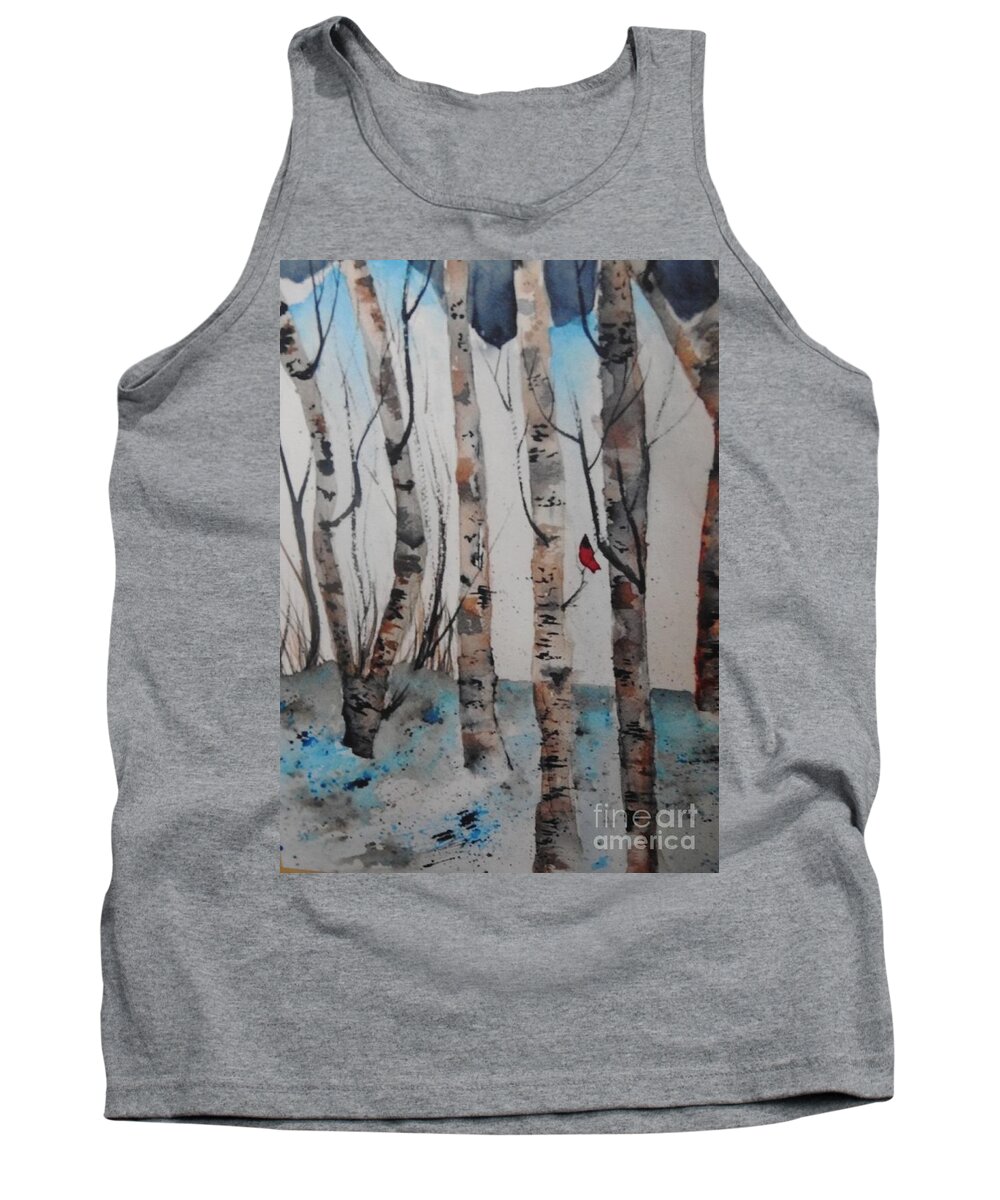 Cardinal Tank Top featuring the painting Visiting by Eunice Miller