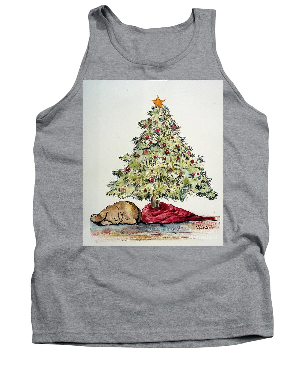 Christmas Tank Top featuring the painting Waiting for Santa by Valerie Shaffer