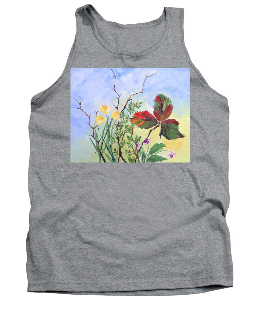 Daffodil Tank Top featuring the painting Waking by Helian Cornwell