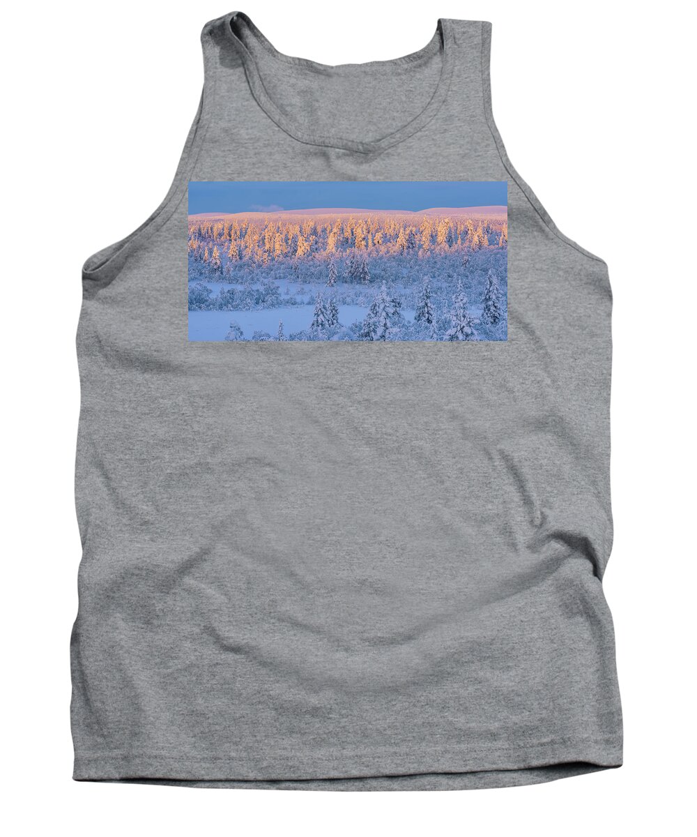 Winter Tank Top featuring the photograph Warm light in the cold winter by Thomas Kast