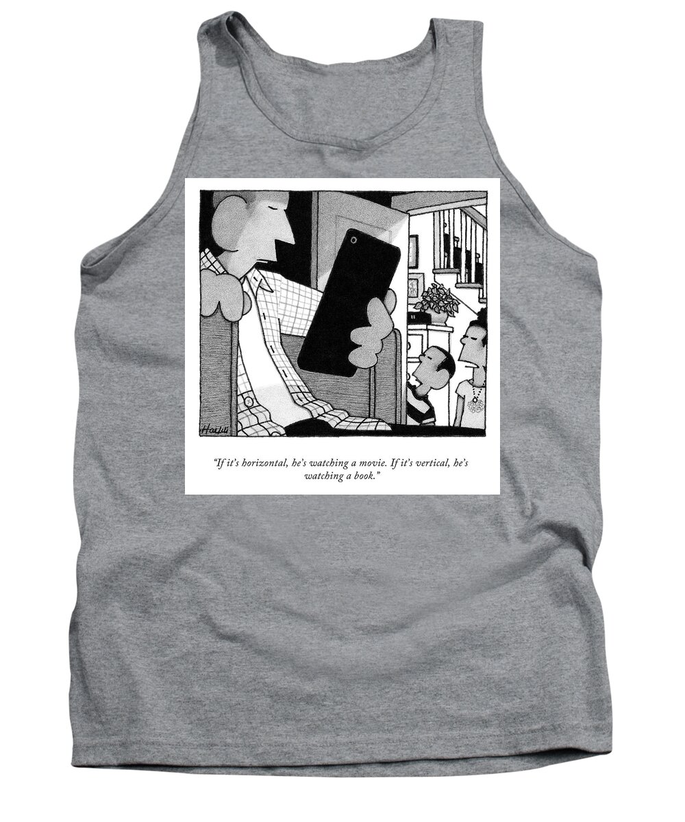 If It's Horizontal Tank Top featuring the drawing Watching a Book by William Haefeli