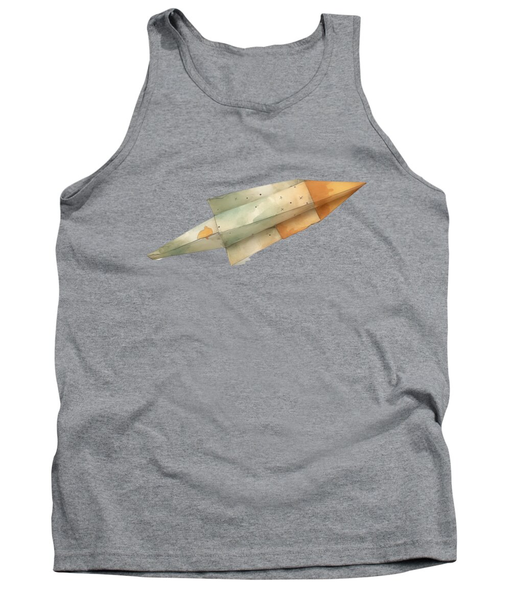  Tank Top featuring the digital art Watercolor 79 Folded Paper Airplane by Peter Lopez