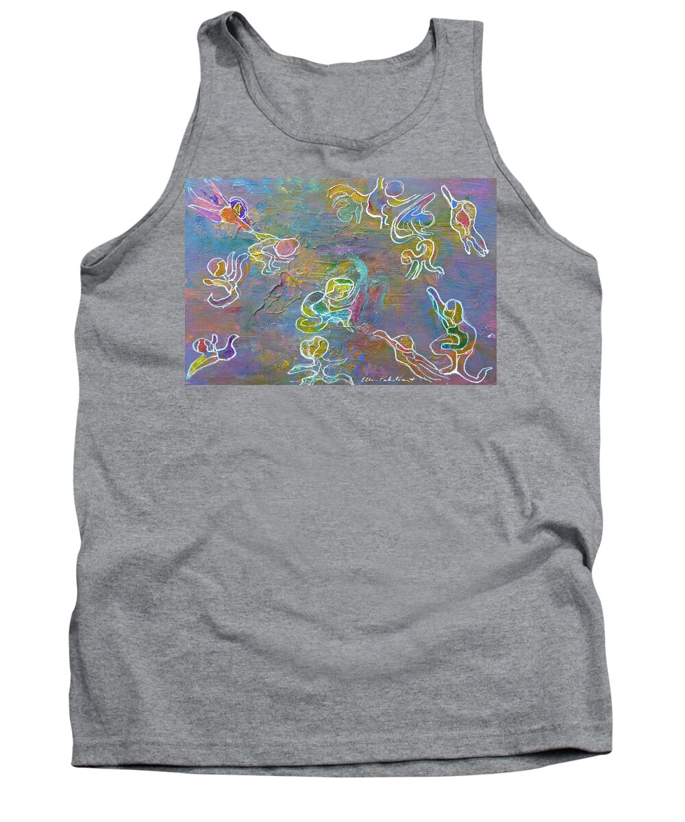 Ellen Palestrant Tank Top featuring the painting We Are The Glimpsibles Flying Through The Sky by Ellen Palestrant