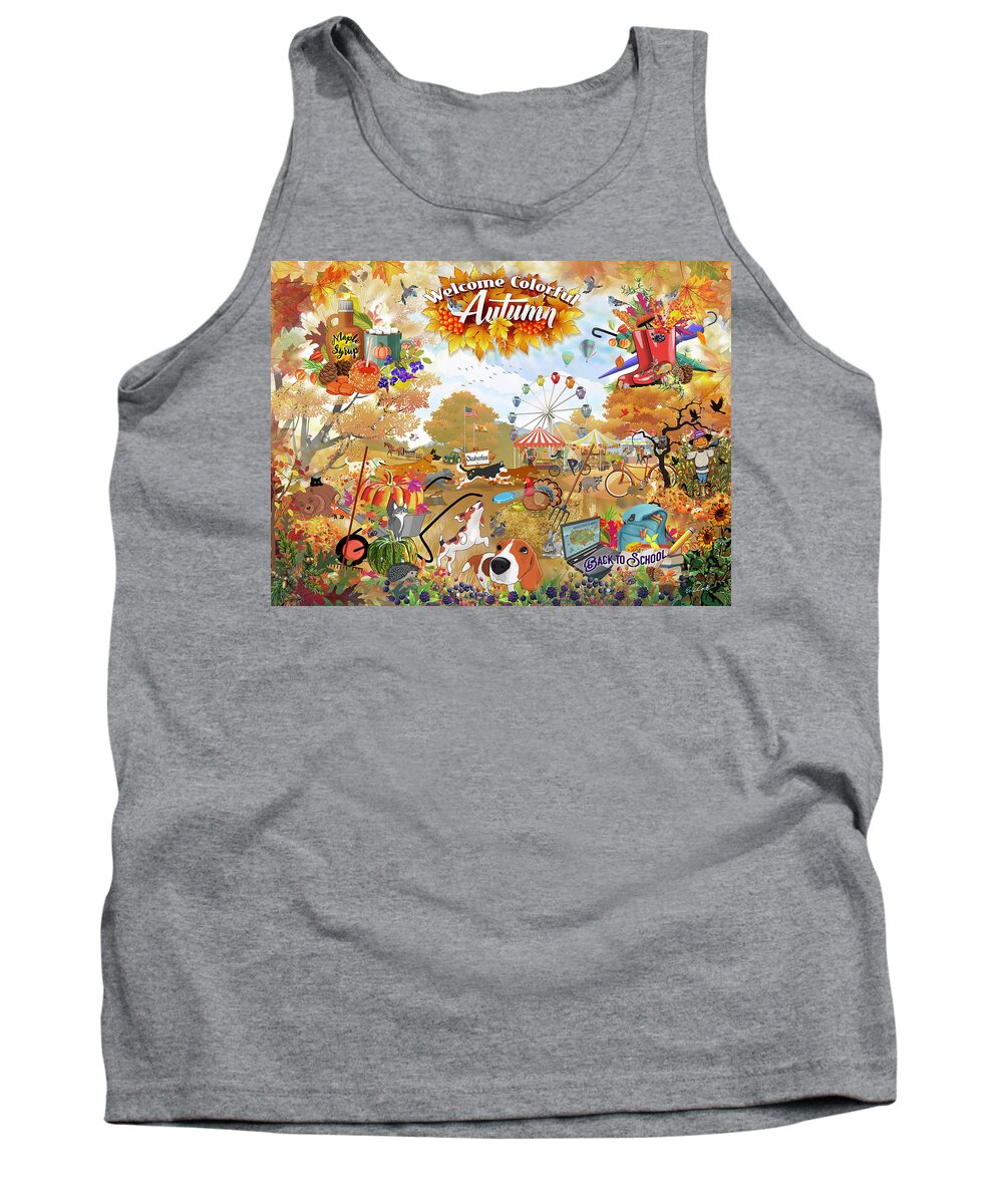 Autumn Tank Top featuring the digital art Welcome Colorful Autumn by Evie Cook