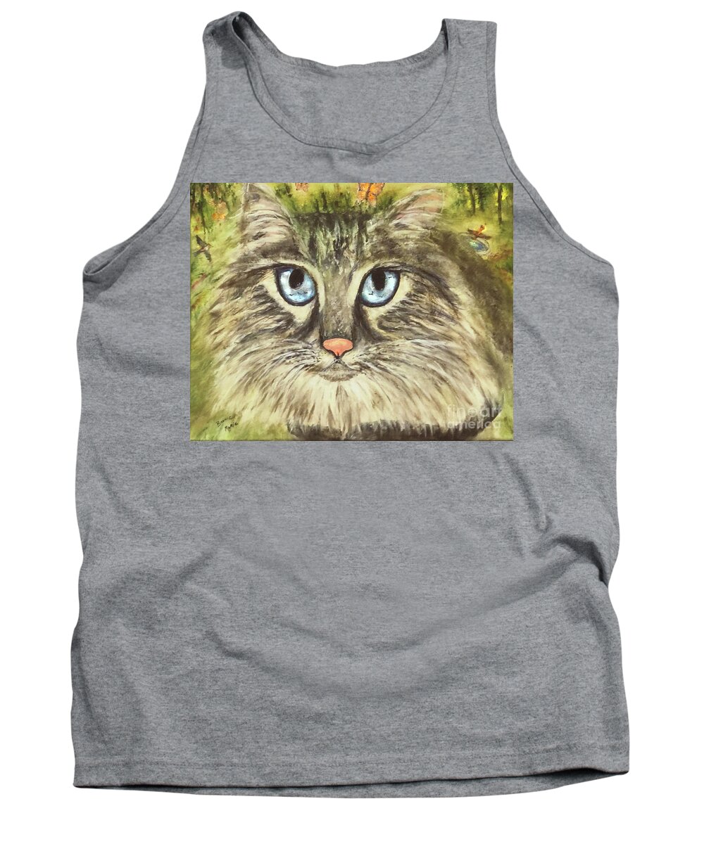 Cat Portrait Tank Top featuring the painting What he is really thinking Sammy by Bonnie Marie