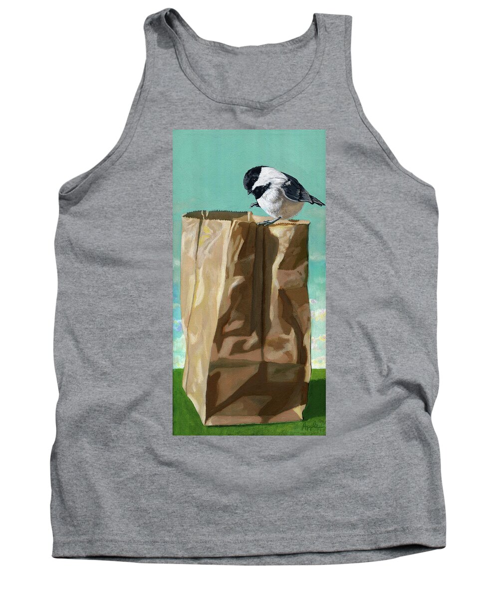 Bird Art Tank Top featuring the painting What's In The Bag original painting by Linda Apple
