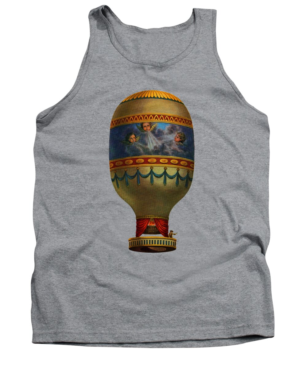 Balloon Tank Top featuring the digital art Whimsy Balloon With Blowing Angels by Madame Memento