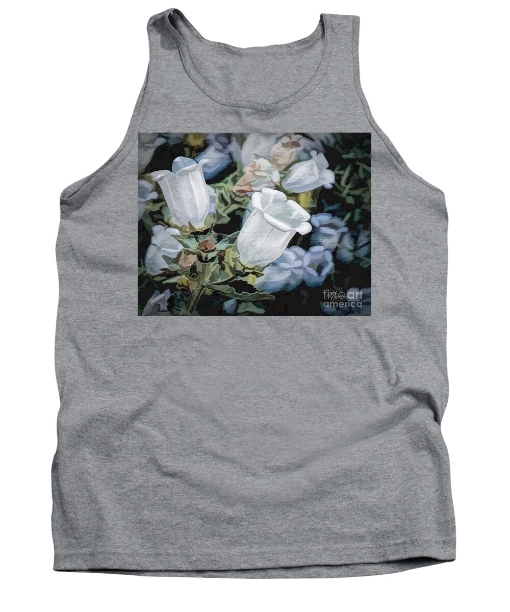 Flowers Tank Top featuring the digital art White Bells by Deb Nakano