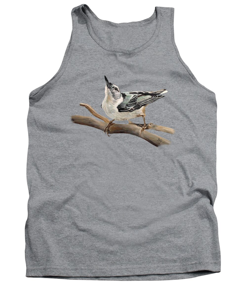 White-breasted Nuthatch Tank Top featuring the painting White-breasted Nuthatch by Angeles M Pomata