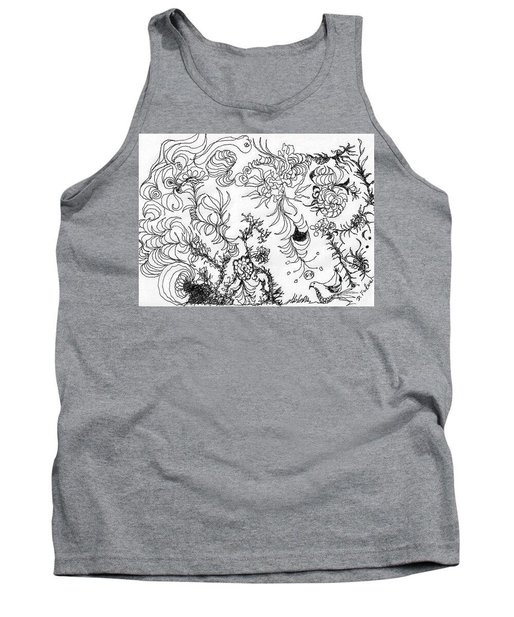 Abstract Tank Top featuring the drawing Whoop De Doodle by Denise F Fulmer