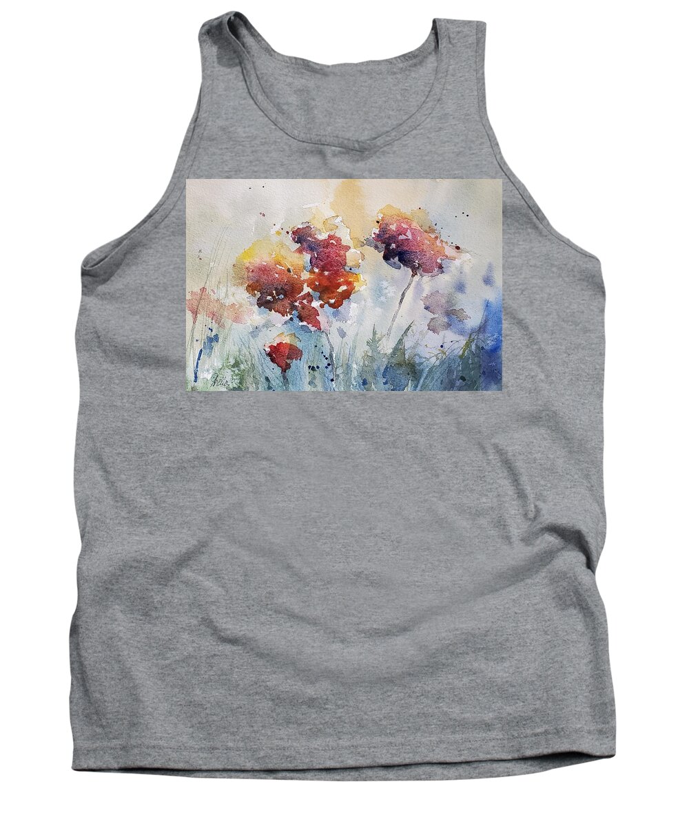 Floral Tank Top featuring the painting Wild Flowers by Sheila Romard
