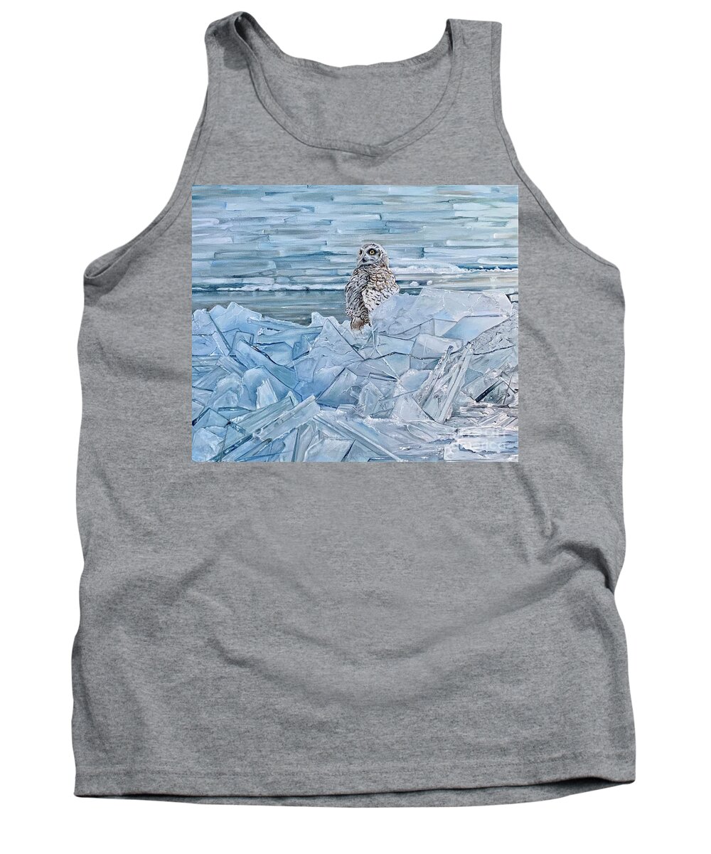 Owl Tank Top featuring the painting Winged Sentinel by AMD Dickinson