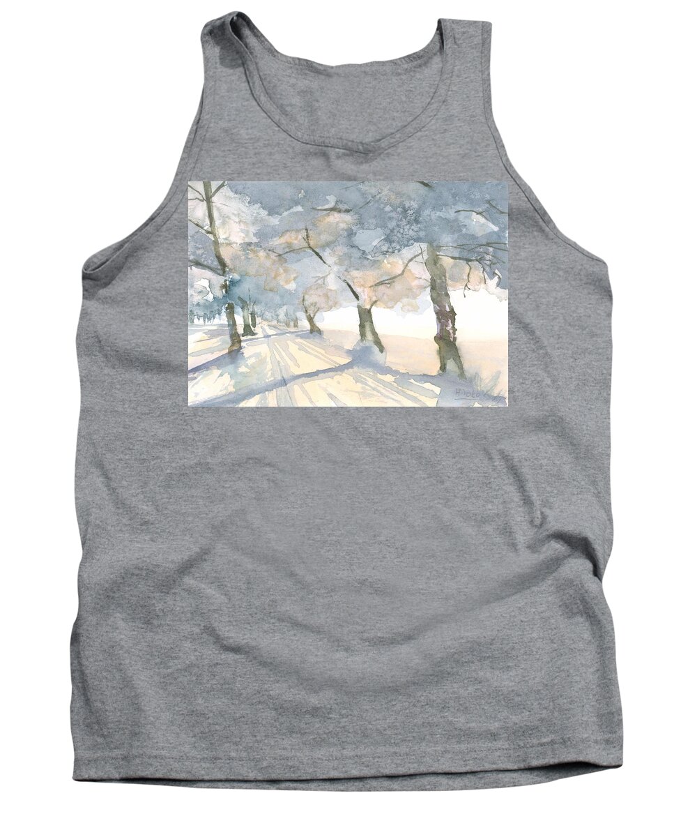 Lanscape Tank Top featuring the painting Winter Light by Hiroko Stumpf