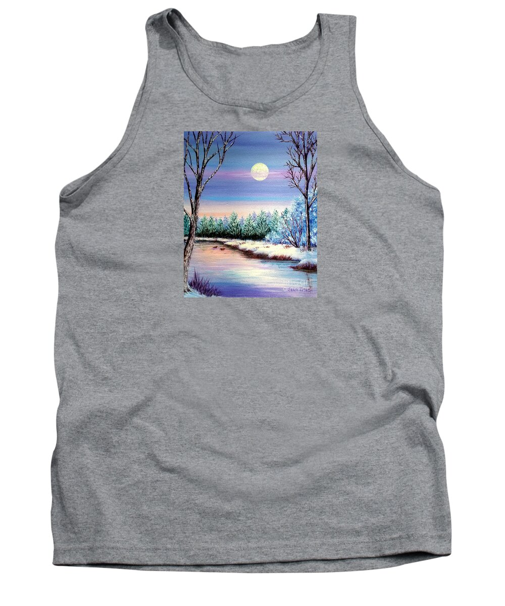 Christmas Tank Top featuring the painting Winter Moon by Sarah Irland